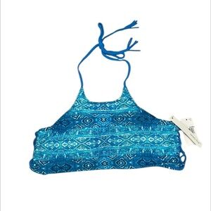 Ninety Five blue halter swim bikini top size large